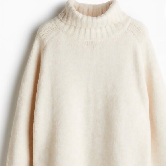 H&M cowl neck ivory creme soft Comfy sweater minimalist L - Picture 4 of 5